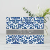 Custom Graduation Party Einladung Blue Gray (Stehend Vorderseite)