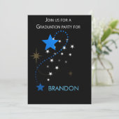 Custom Graduation Party Einladung Stars Blue on (Stehend Vorderseite)