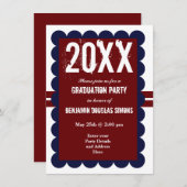 Custom Graduation Party Einladungen Red Navy Blue (Vorne/Hinten)