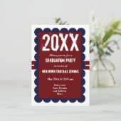 Custom Graduation Party Einladungen Red Navy Blue (Stehend Vorderseite)