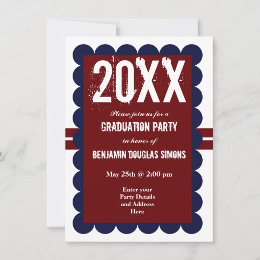 Custom Graduation Party Einladungen Red Navy Blue (Vorderseite)