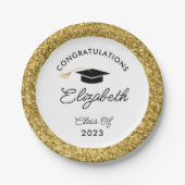 Custom Graduation Party für Schwarz und Gold Glitz Pappteller (Vorderseite)