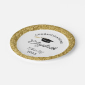 Custom Graduation Party für Schwarz und Gold Glitz Pappteller (Schrägansicht)