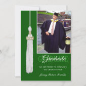 Custom Graduation Party lädt grüne weiße Tassel ei Einladung (Vorderseite)