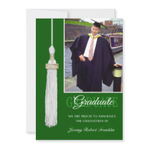 Custom Graduation Party lädt grüne weiße Tassel ei