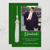 Custom Graduation Party lädt grüne weiße Tassel ei Einladung (Vorne/Hinten)