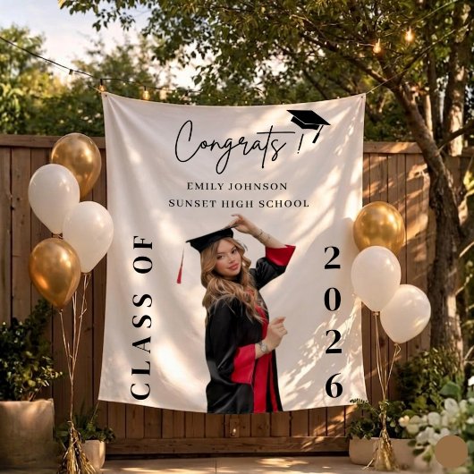 Custom Graduation Photo Backdrop Banner Class  Wandteppich