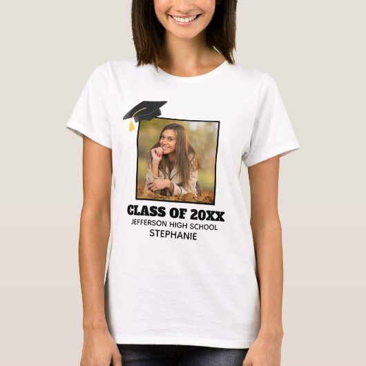 Custom Graduation Photo Class of 2023 Senior T-Shirt (Vorderseite)
