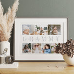 Custom Grammy 7 Foto Großkinder Collage Print Poster<br><div class="desc">Mit diesem Foto Collage Print können Sie eine süße Hochzeitskugel für eine geliebte Großmutter kreieren. Mit sieben Fotos individuell anpassen. "GRAMMY" erscheint in der Mitte in weich grauer Schrift mit den Namen ihrer Enkel,  oder eine benutzerdefinierte Nachricht,  überlagert. Perfekt zum Geburtstag,  Muttertag oder Großeltern.</div>