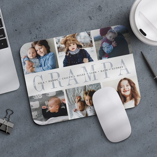 Custom Grampa Foto Collage Grandchildren Namen Mousepad