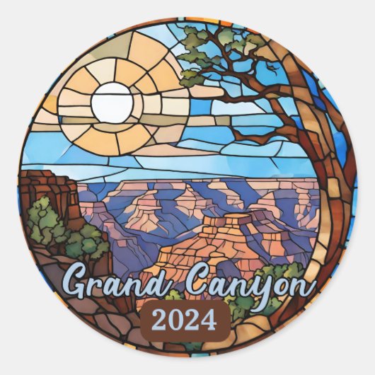 Custom Grand Canyon Imitate verklebtes Glas Runder Aufkleber (Vorderseite)