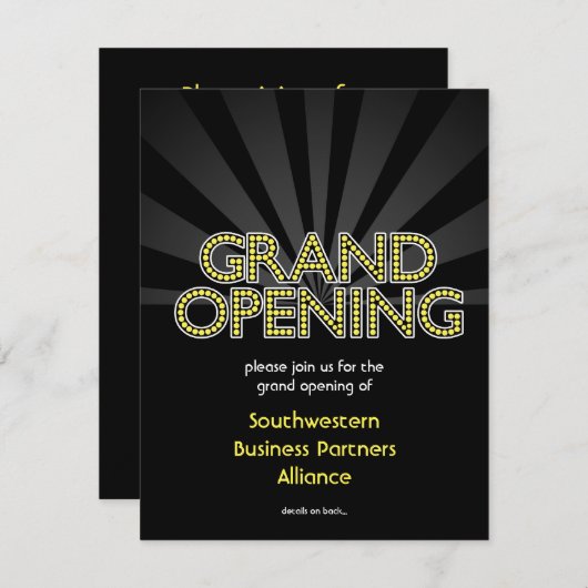 Custom Grand Opening Einladung, City Lights Einladung (Vorne/Hinten)
