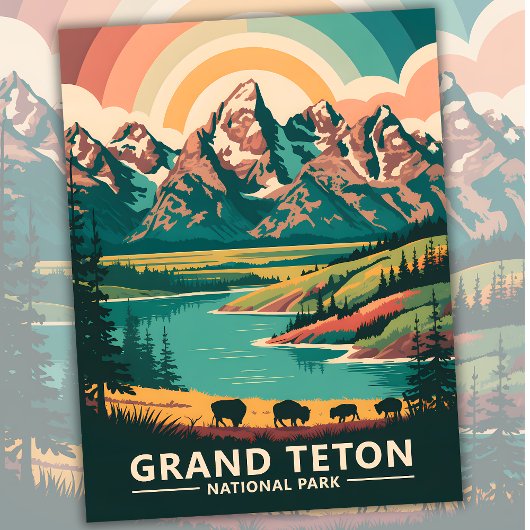 Custom Grand Teton Nationalpark Wildlife Travel Postkarte