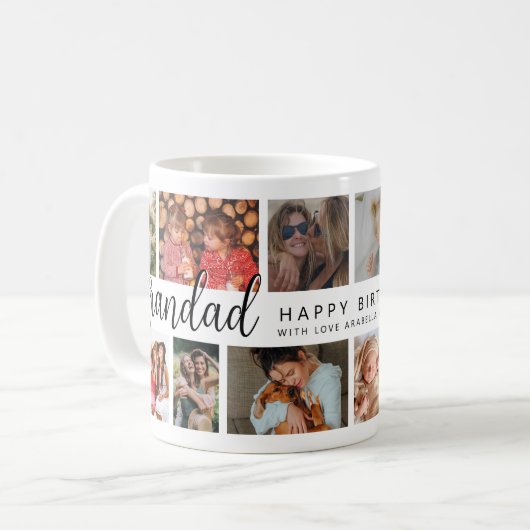 Custom Grandad 12 Foto Collage Kaffee Kaffeetasse (Vorderseite Links)