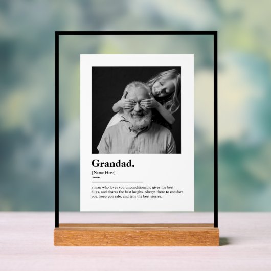 Custom Grandad Gift Dictionary Definition Photo Acrylschild (Neutral)