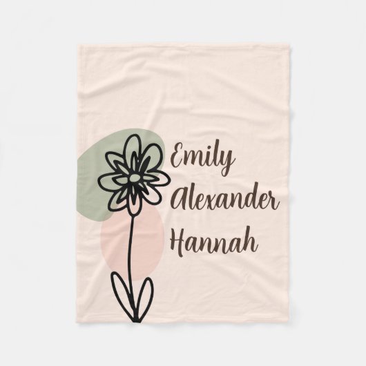 Custom Grandchildren ernennt Minimal Floral line A Fleecedecke (Vorderseite)