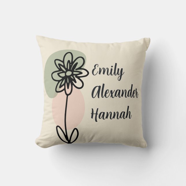 Custom Grandchildren ernennt Minimal Floral line A Kissen (Vorderseite)