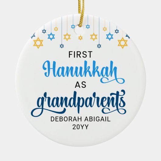 Custom GRANDELEMENT ERSTE HANUKKAH Keramik Ornament (Vorne)