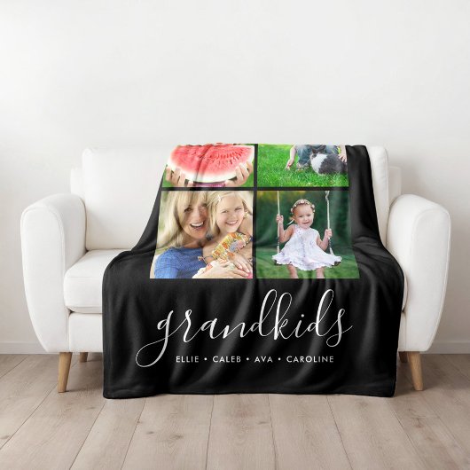 Custom Grandkids Monogram Instagramm Foto Collage Fleecedecke