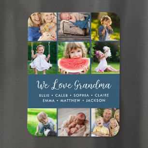 Custom Grandkids Names 9 FotoCollage Magnet