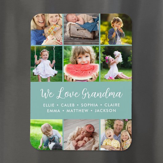 Custom Grandkids Names 9 FotoCollage Magnet