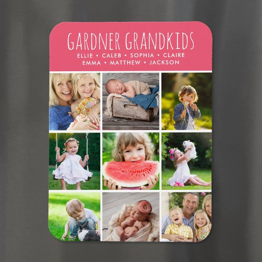 Custom Grandkids Names Instagram 9 Foto Collage Magnet