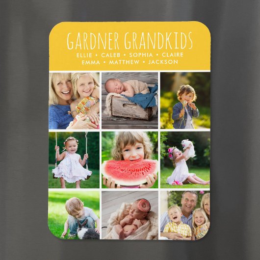 Custom Grandkids Names Instagram 9 Foto Collage Magnet