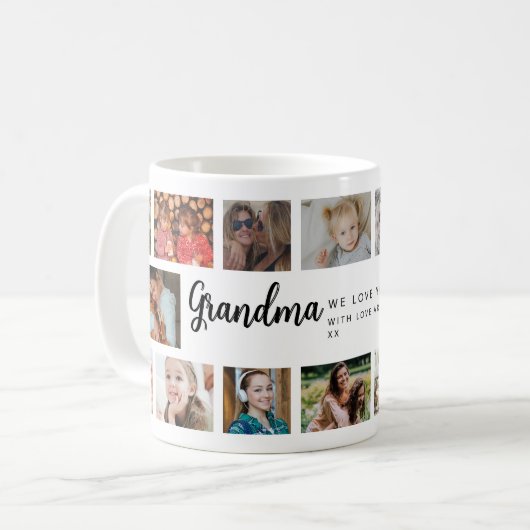 Custom Grandma 18 Photo Collage Kaffeetasse (Vorderseite Links)
