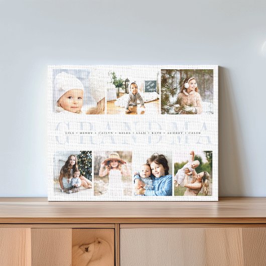 Custom Grandma 7 Foto von Grandchildren Collage Leinwanddruck