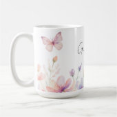 Custom Grandma Est. Year -  Flower and Butterfly  Kaffeetasse (Links)