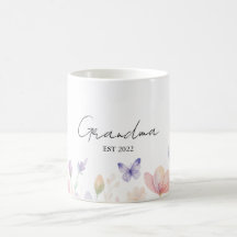 Custom Grandma Est. Year -  Flower and Butterfly 
