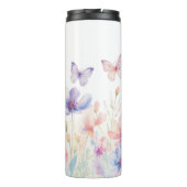 Custom Grandma Est. Year -  Flower and Butterfly  Thermosbecher (Rückseite)