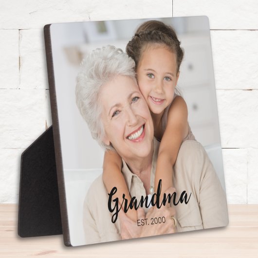 Custom Grandma Established Modern Script Photo Fotoplatte