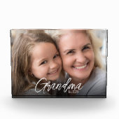 Custom Grandma Established Script Year Fotoblock (Vorderseite)
