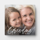 Custom Grandma Established Year Photo Fotoplatte (Vorderseite)