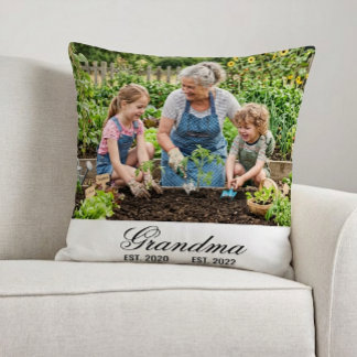 Custom Grandma Photo Multi Year Est Script Kissen