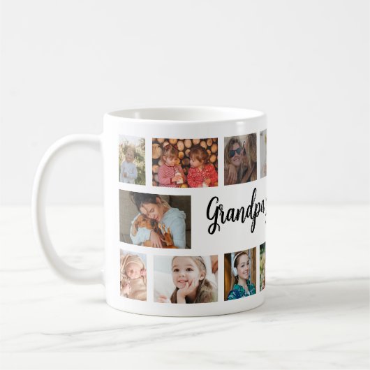 Custom Grandpa 18 Photo Collage Kaffeetasse (Links)
