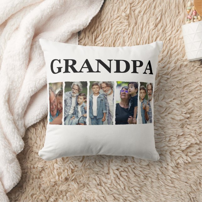 Custom Grandpa Photo Collage Personalized Gift Kissen (Decke)