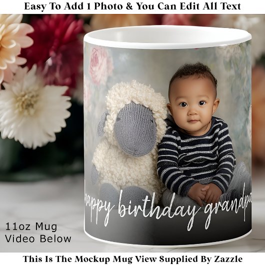 Custom Grandpa Photo Mug Modern One Photo Easy Kaffeetasse