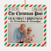 Custom Grandparents Our First Christmas Newspaper Keramikornament (Rückseite)