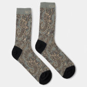 Custom Grau Black Peach Pink Paisley Muster Socken (Rechts)