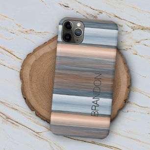 Custom Grau Blue Brown Watercolor Stripes Muster Case-Mate iPhone Hülle