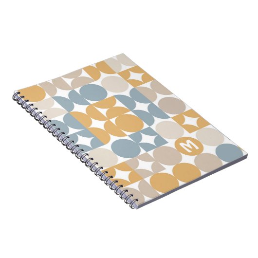 Custom Grau Blue Mustard Taupe Brown Art Muster Notizblock (Rechte Seite)