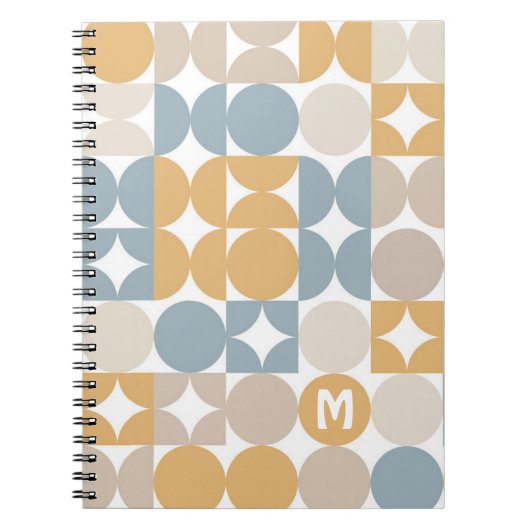 Custom Grau Blue Mustard Taupe Brown Art Muster Notizblock (Vorderseite)