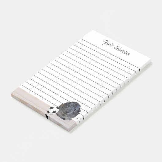 Custom Grau Guinea Pig Pet Fußball Ball Linken Post-it Klebezettel (angewinkelt)