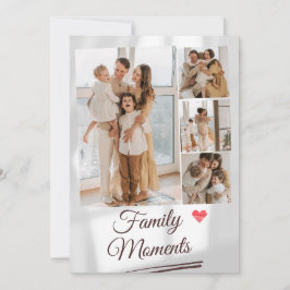 Custom Grau Minimalistisch Family Foto Collage Feiertagskarte