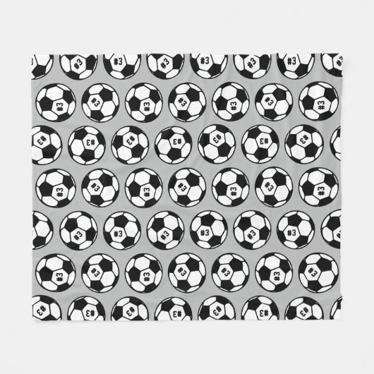 Custom Grau Schwarz-weiß Soccer Ball Muster Fleecedecke (Vorderseite (Horizontal))