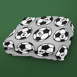 Custom Grau Schwarz-weiß Soccer Ball Muster Fleecedecke