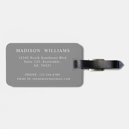 Custom Grau White Zickzack Pattern Gepäckanhänger (Rückseite horizontal)