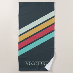 Custom Graue Türkis Cornelblau Rote Streifen Art Strandtuch